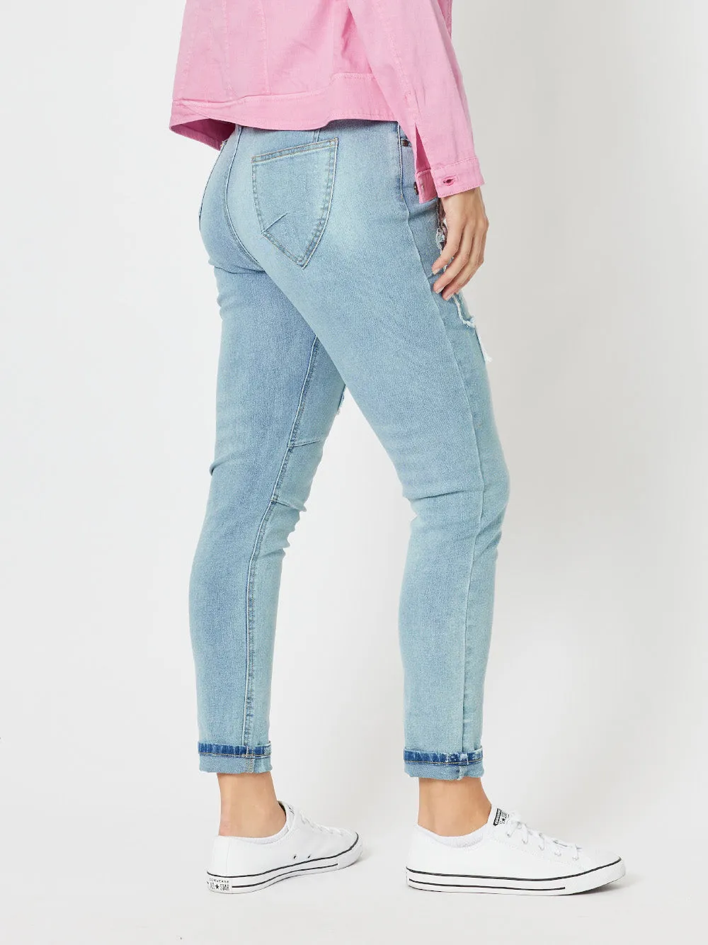 Taylor Patch High Rise Skinny Leg Jeans - Denim