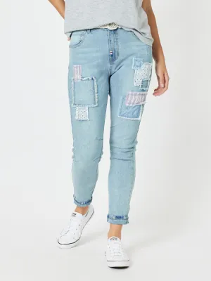 Taylor Patch High Rise Skinny Leg Jeans - Denim