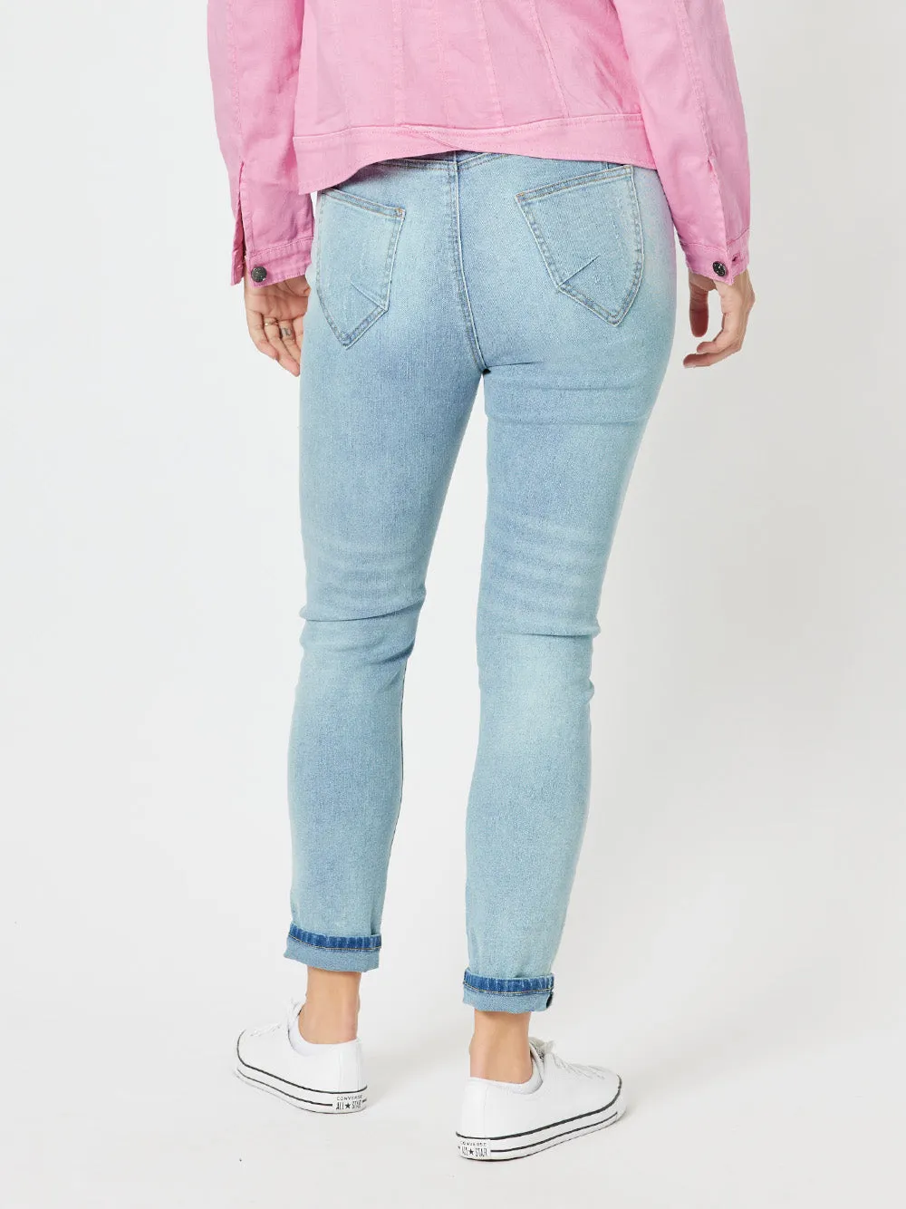 Taylor Patch High Rise Skinny Leg Jeans - Denim