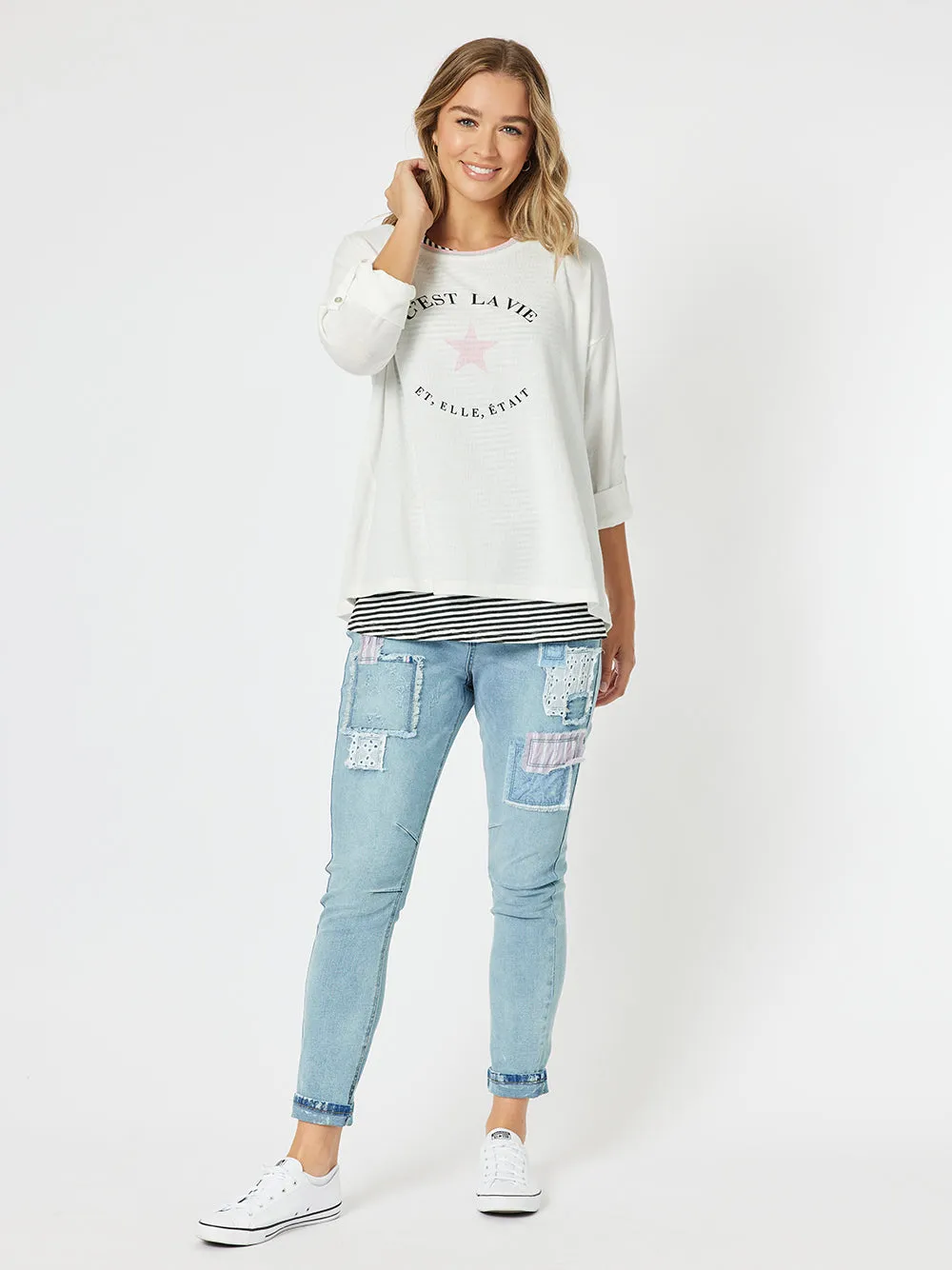 Taylor Patch High Rise Skinny Leg Jeans - Denim