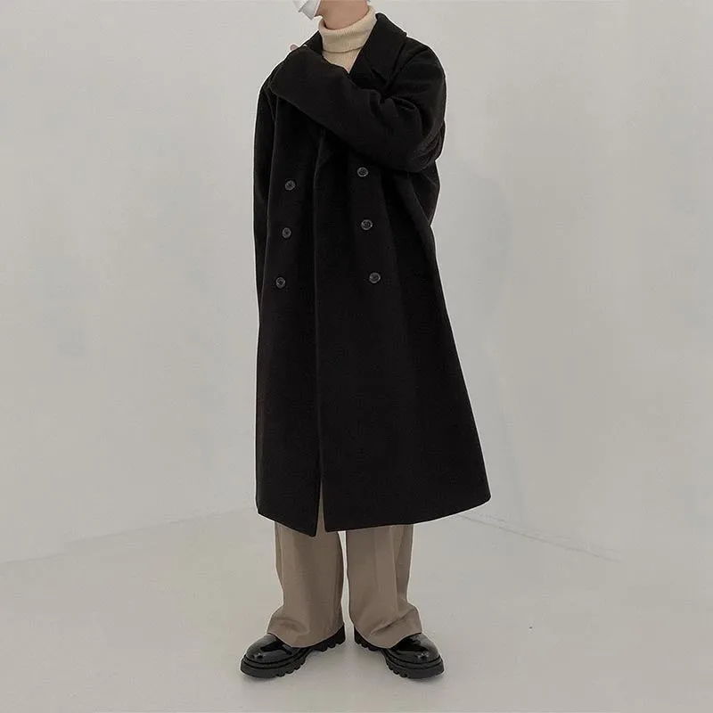 Thickened Mid-length Double-breasted Woolen Coat