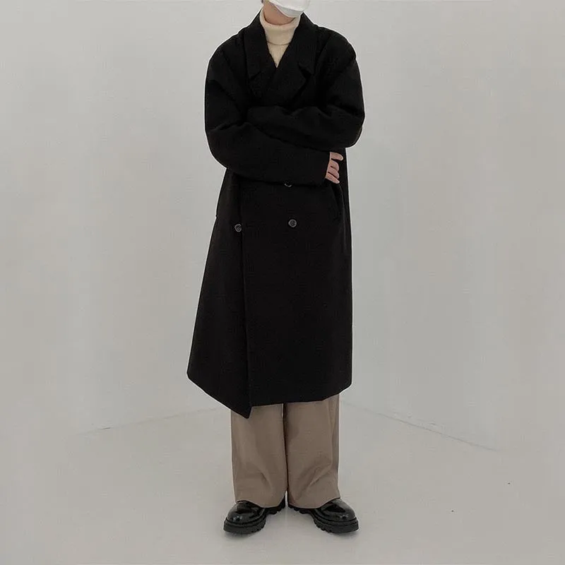 Thickened Mid-length Double-breasted Woolen Coat