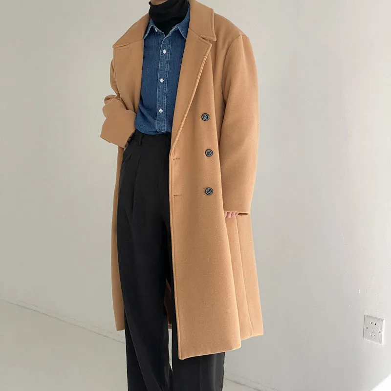 Thickened Mid-length Double-breasted Woolen Coat