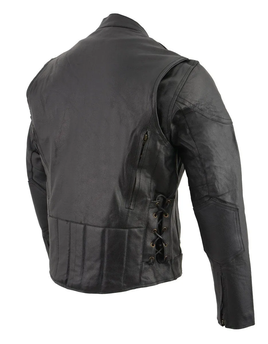 Vented racer leather motorcycle jacket