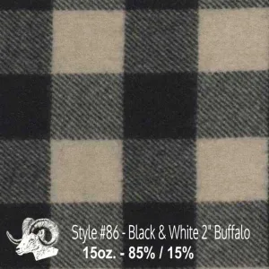 Wool Swatch - 86 - Black & White 2" Buffalo