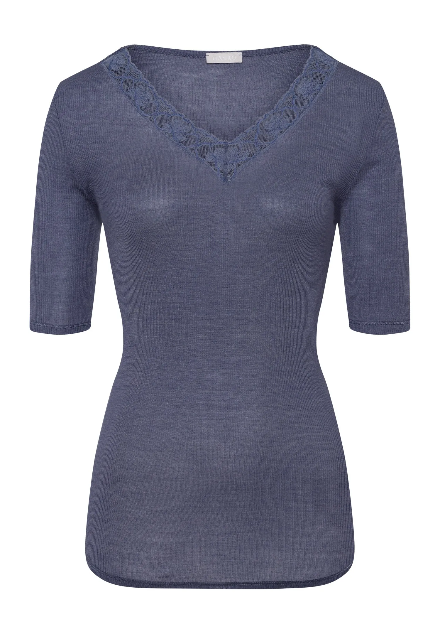 Woolen Lace Lace Trim V-Neck Wool And Silk Top | Nightshade 70972-2602