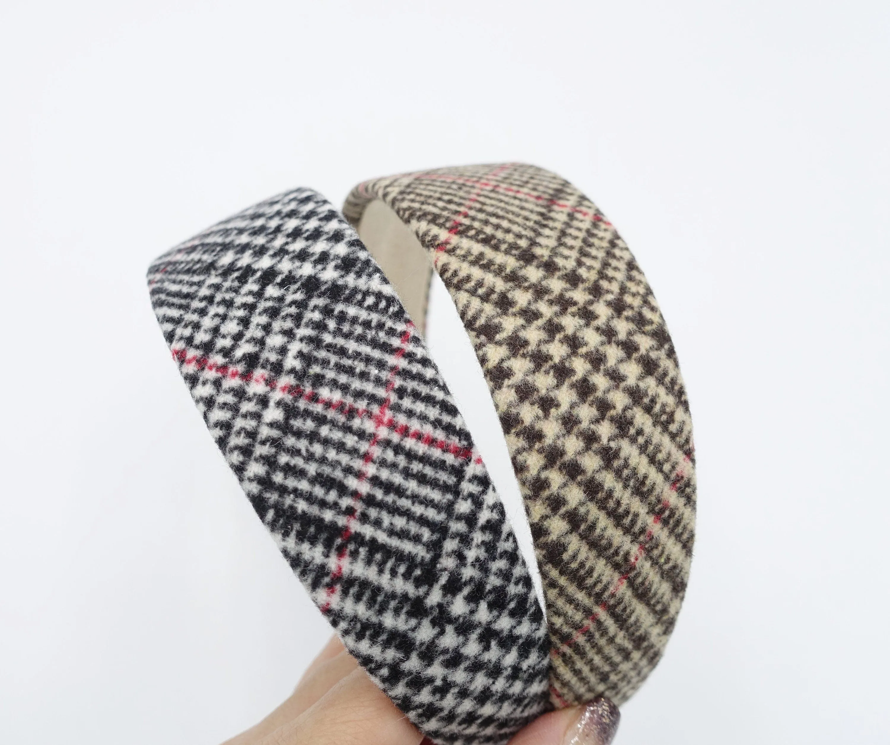 woolen plaid houndstooth headband Fall Winter basic hair accessory for women