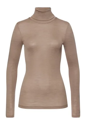 Woolen Silk W Wool And Silk Turtleneck | Taupe 71423-2847