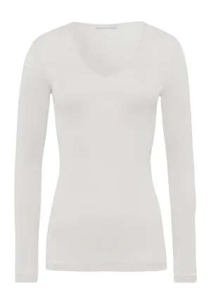 Woolen Silk W Wool And Silk V-Neck Fitted Top | Cygne 71418-795