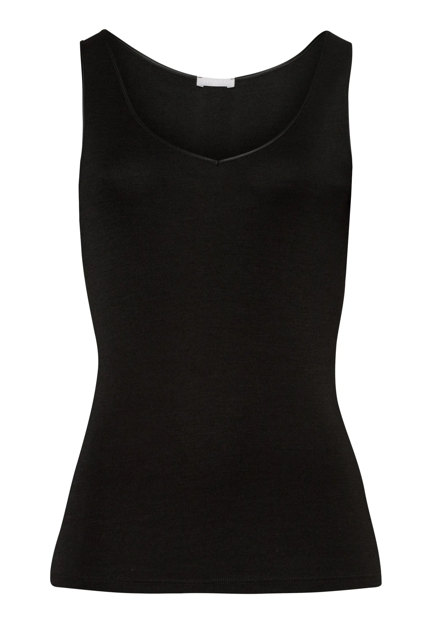 Black V-Neck Wool and Silk Tank Top | Woolen Silk Blend