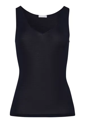 Woolen Silk W Wool And Silk V-Neck  Tank Top | Deep Navy 71416-1610