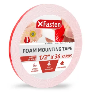 XFasten Foam Mounting Tape | 1/2 Inch x 36 Yards